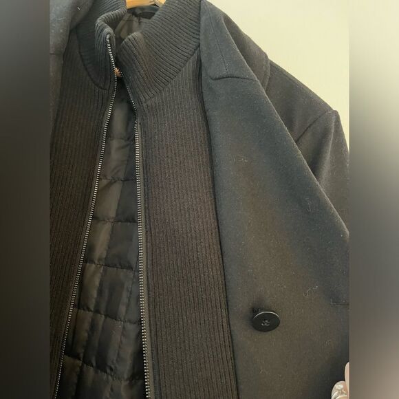 Men’s Kenneth Cole Wool Blend Coat with Faux Zipper Vest, Quilted Lining XL - Picture 2 of 8